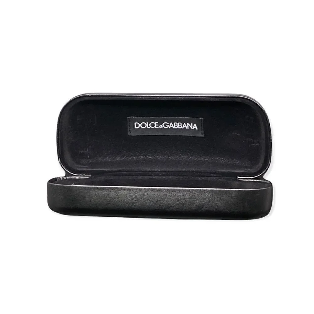 Dolce & Gabbana Black clamshell glasses case with black felt lining